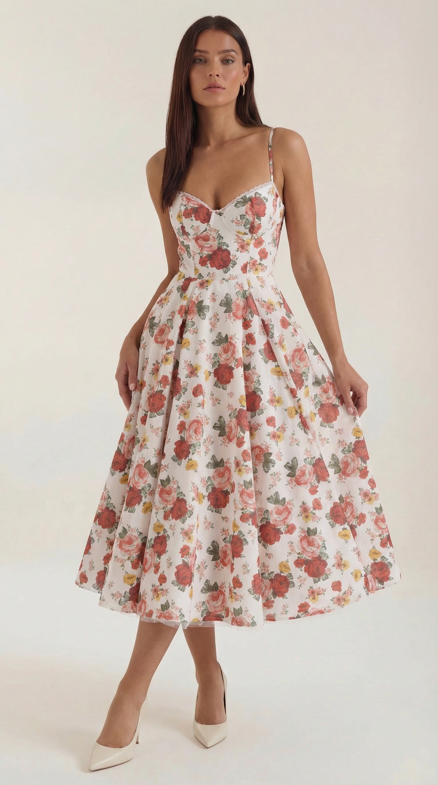 Tulle Midi Dress — Women’s Sweetheart Neck Tulle Skirt Elegant Cocktail Party Dress with Pockets
