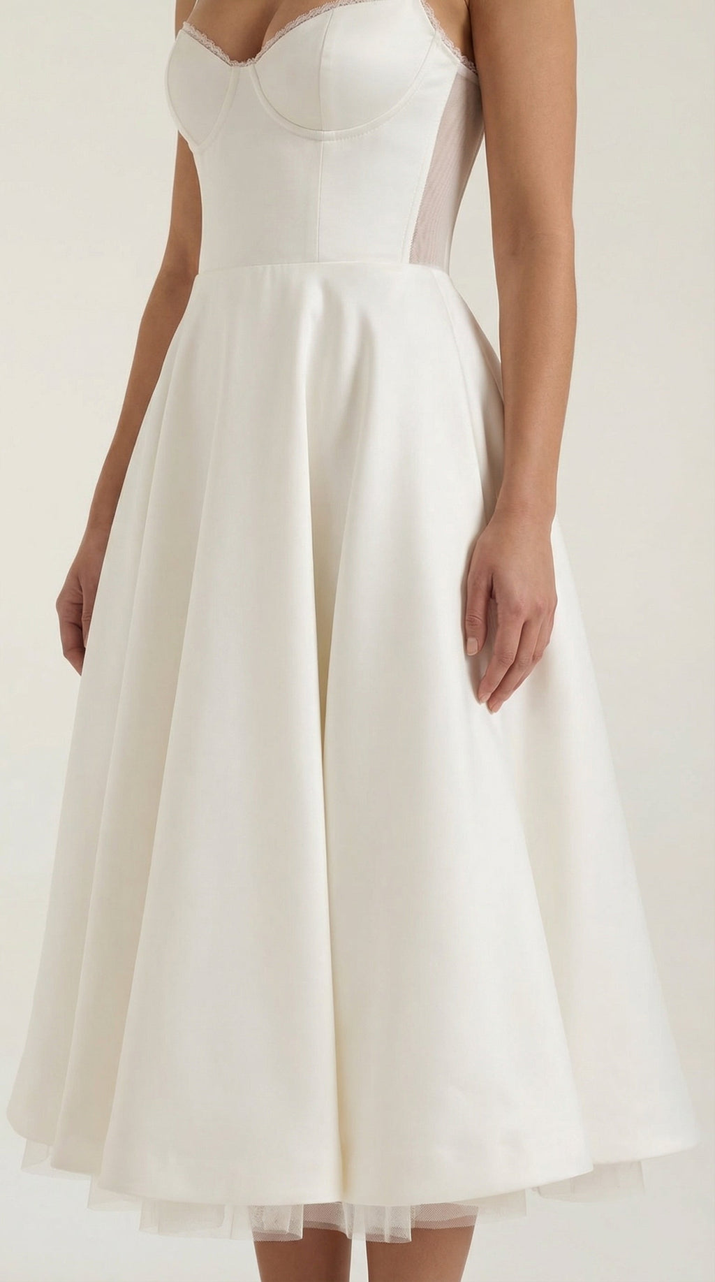 Tulle Midi Dress — Women’s Sweetheart Neck Tulle Skirt Elegant Cocktail Party Dress with Pockets
