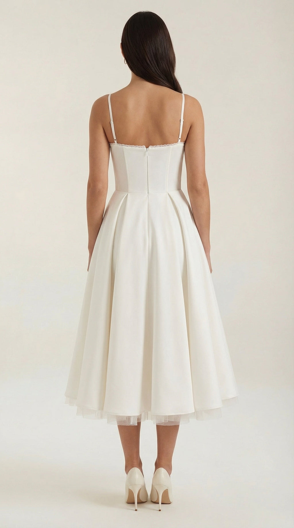 Tulle Midi Dress — Women’s Sweetheart Neck Tulle Skirt Elegant Cocktail Party Dress with Pockets