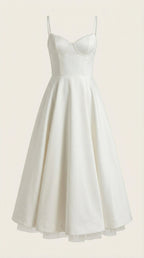 Tulle Midi Dress — Women’s Sweetheart Neck Tulle Skirt Elegant Cocktail Party Dress with Pockets