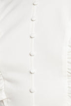 Solid Double Ruffle Sleeve Button-Down Woven Romper