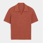 Men’s Ultrasoft Ribbed V-Neck Polo Shirt – Buttonless Johnny Collar Relaxed Fit Casual Top