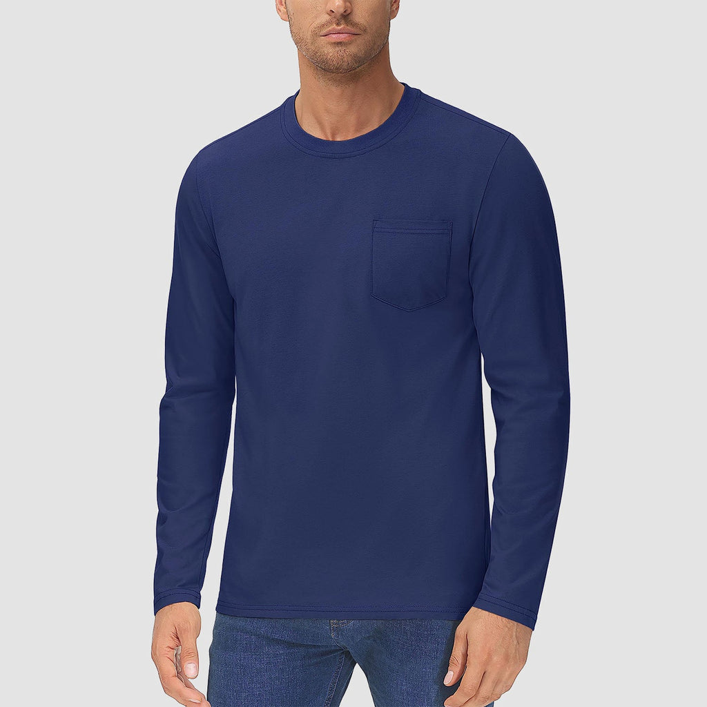 Men’s Cotton Crew Neck Pocket T-Shirt – Breathable Lightweight Casual Tee