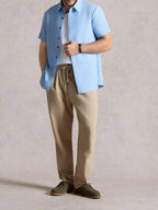 Men Linen Cotton Blend Spread Collar Button-Down Shirt