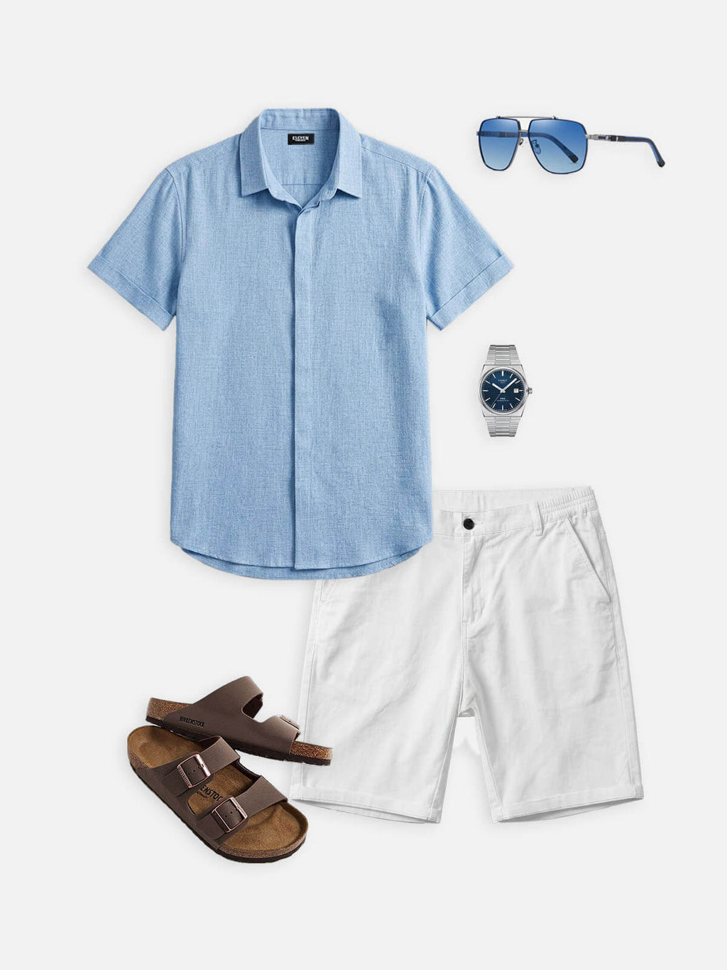Men Linen Cotton Blend Spread Collar Button-Down Shirt