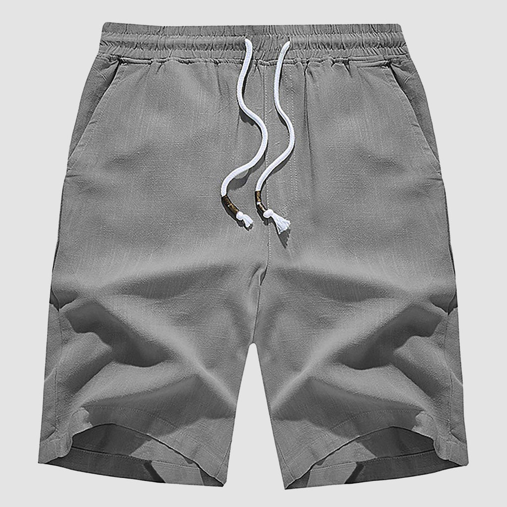 Men’s Cotton Linen Drawstring Shorts – Lightweight Summer Casual Beach Shorts