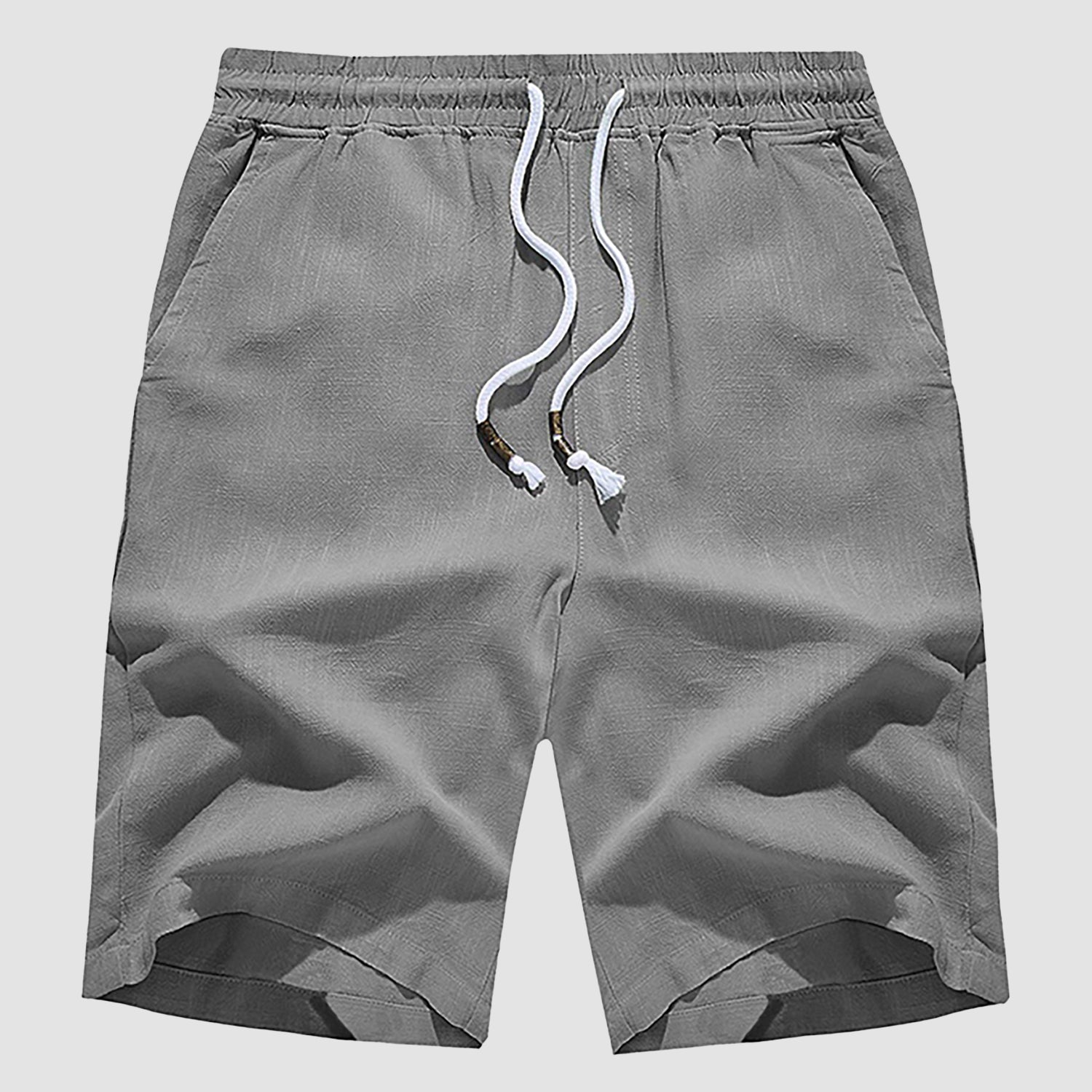 Men’s Cotton Linen Drawstring Shorts – Lightweight Summer Casual Beach Shorts
