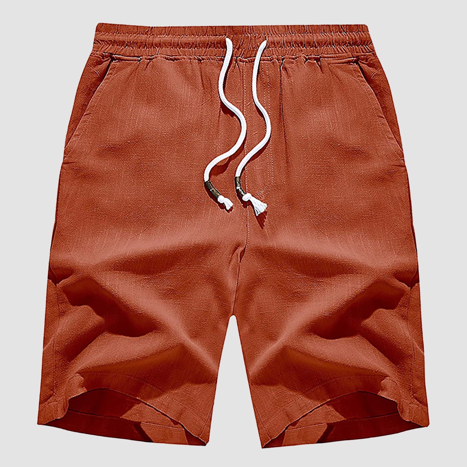 Men’s Cotton Linen Drawstring Shorts – Lightweight Summer Casual Beach Shorts