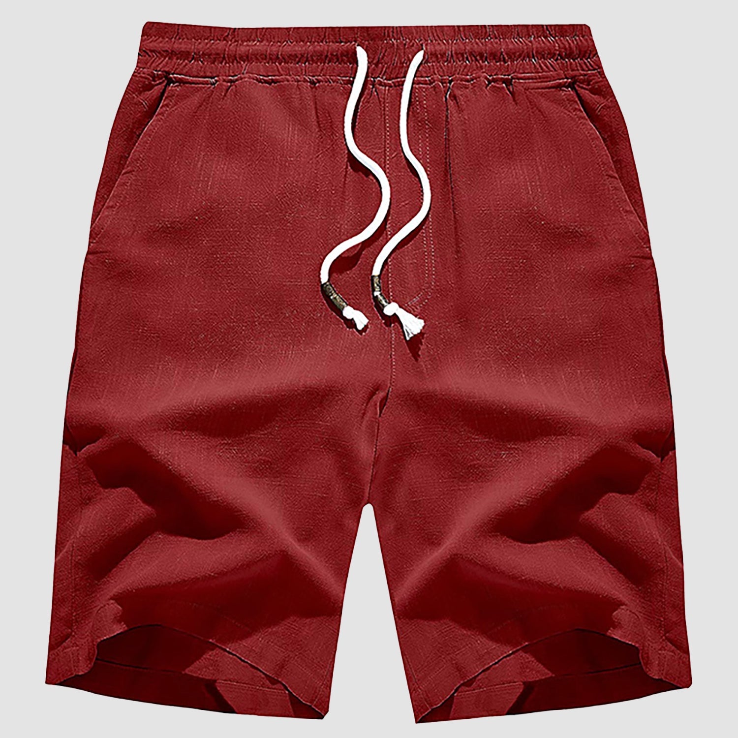 Men’s Cotton Linen Drawstring Shorts – Lightweight Summer Casual Beach Shorts