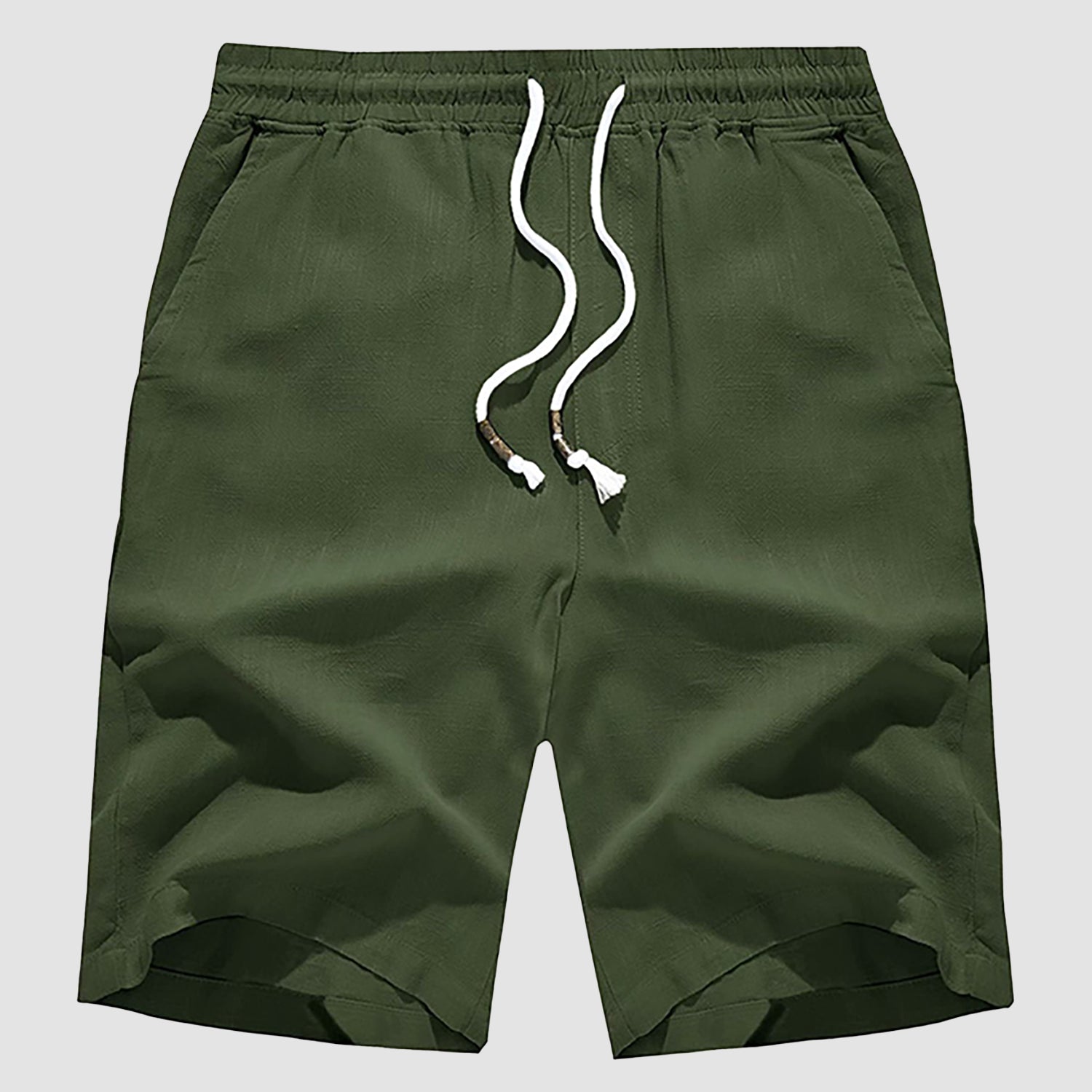 Men’s Cotton Linen Drawstring Shorts – Lightweight Summer Casual Beach Shorts