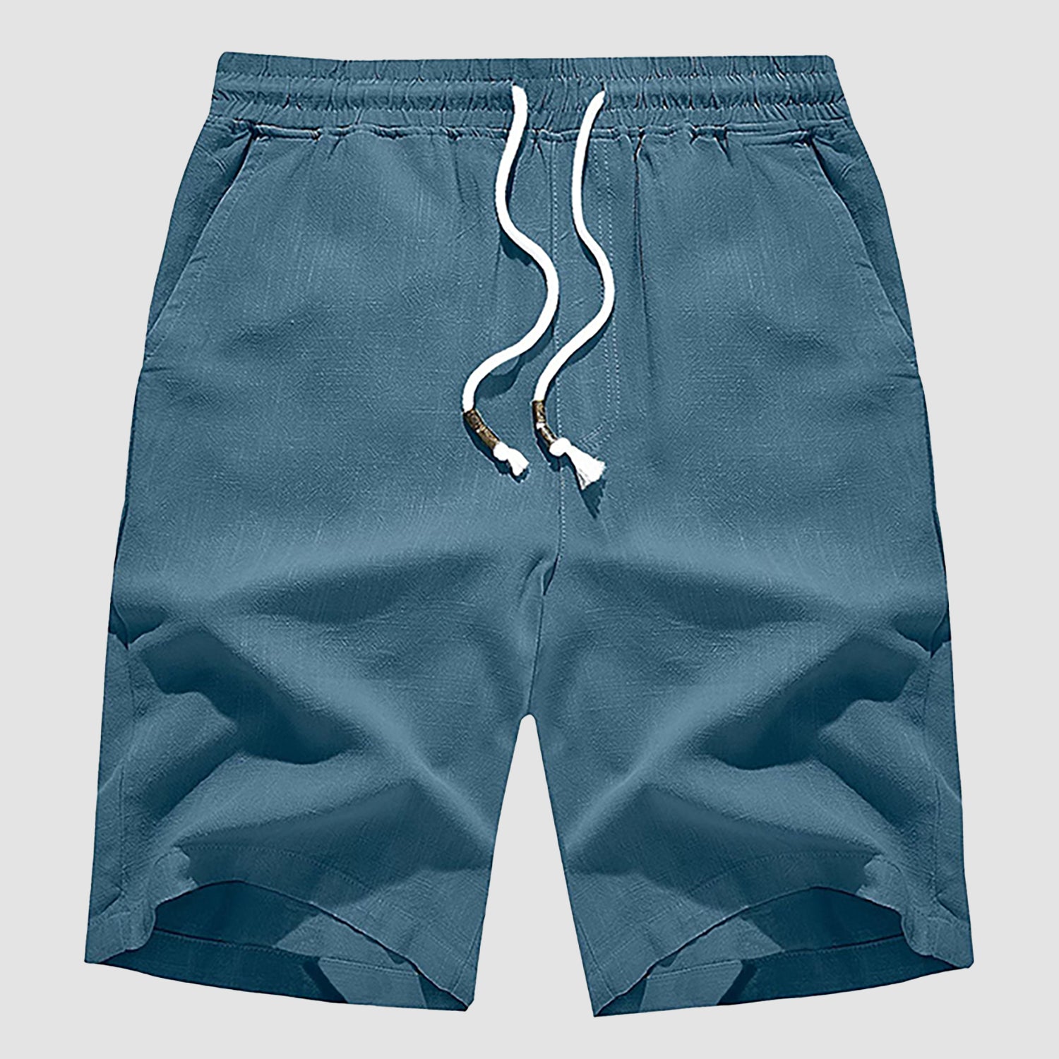 Men’s Cotton Linen Drawstring Shorts – Lightweight Summer Casual Beach Shorts