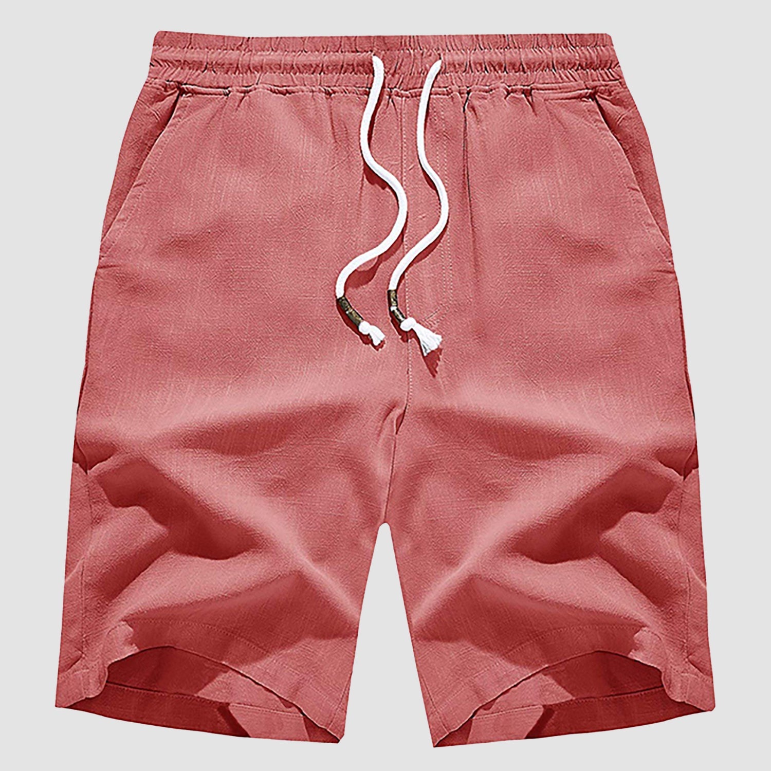 Men’s Cotton Linen Drawstring Shorts – Lightweight Summer Casual Beach Shorts