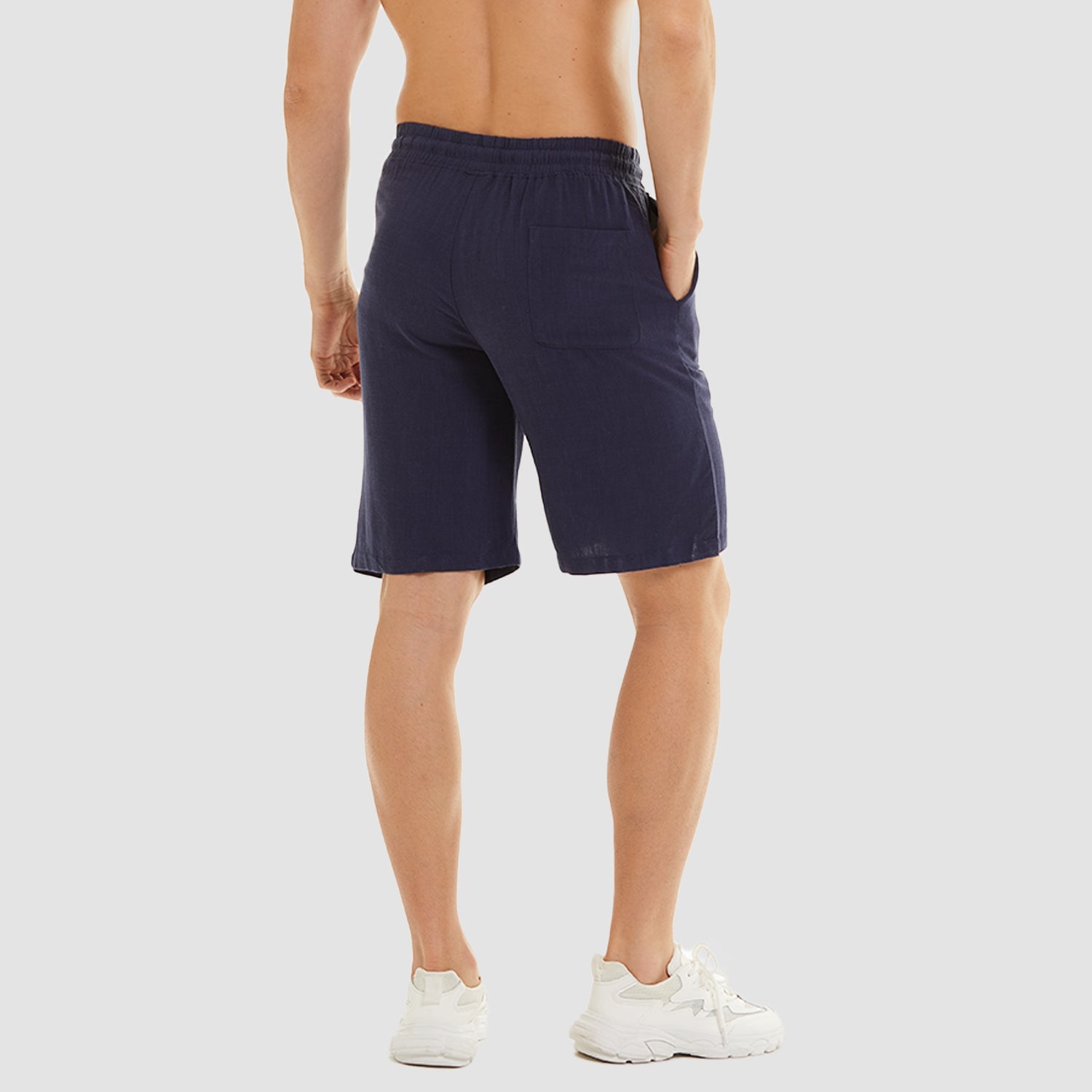 Men’s Cotton Linen Drawstring Shorts – Lightweight Summer Casual Beach Shorts