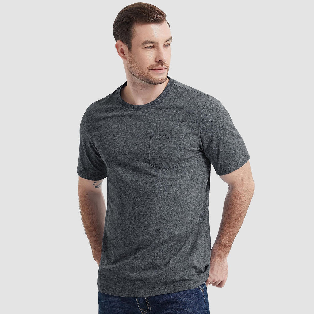 Men’s Cotton Crew Neck Pocket T-Shirt – Soft Breathable Casual Basic Tee