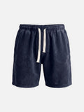 Men Washed Cotton Drawstring Relaxed Fit Shorts