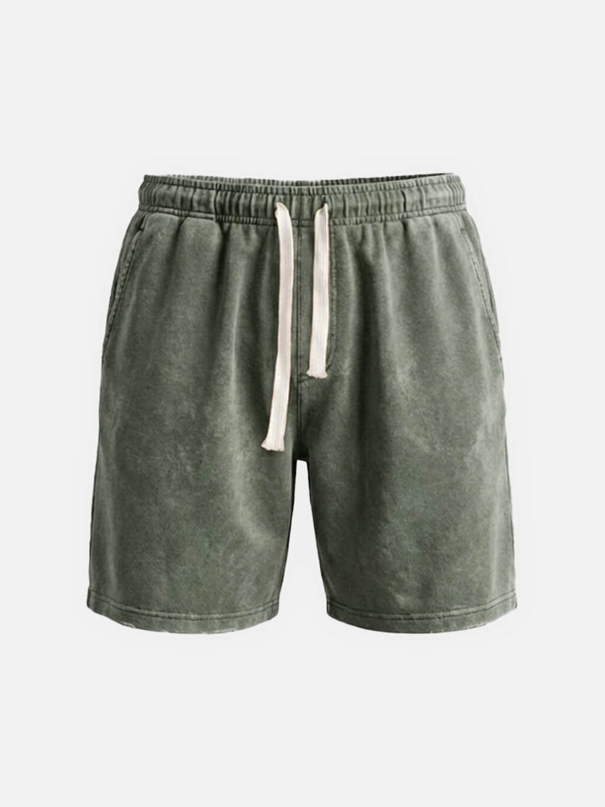 Men Washed Cotton Drawstring Relaxed Fit Shorts