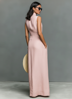 Stylish Linen Blend White Maxi Dress for Women