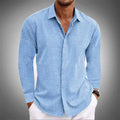 Men’s Miles Lightweight Cotton-Linen Shirt – Hidden Placket Slim Fit Casual Elegant Shirt