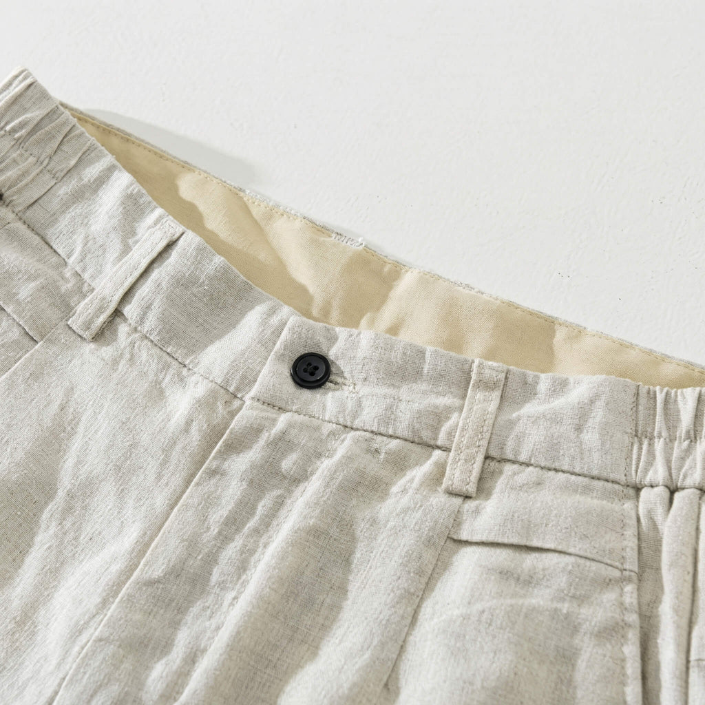 Men’s Premium Pre-Washed Linen Shorts – Relaxed Straight Fit Breathable Summer Casual Shorts