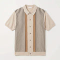 Men’s Striped Soft Knit Button-Up Shirt – Relaxed Fit Casual Smart Shirt