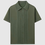 Vincent Russo Summer Knitted Shirt — Men’s Lightweight Geometric Short Sleeve Button-Up Summer Shirt