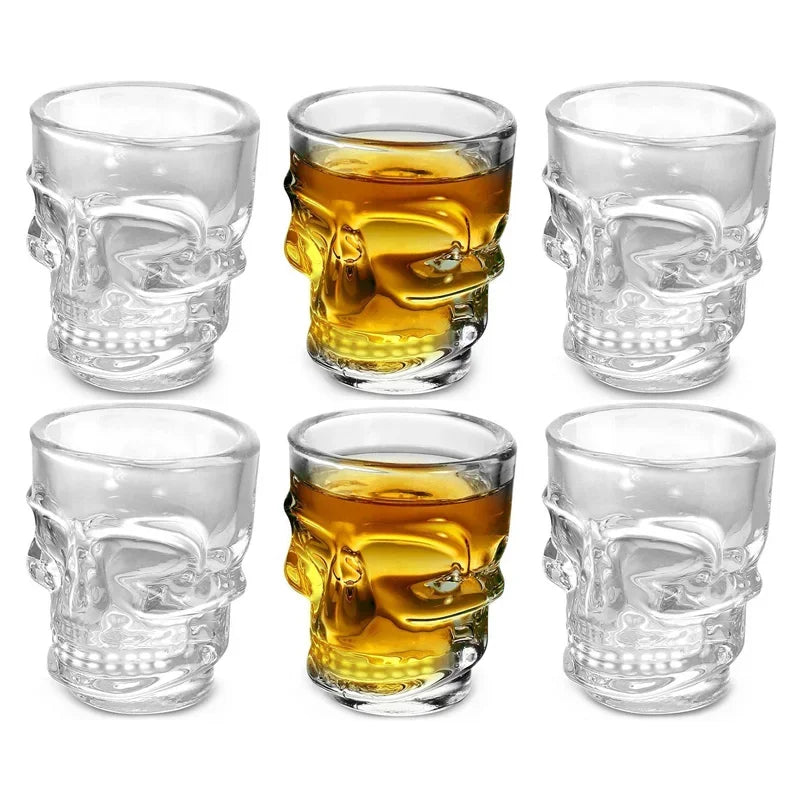 Skull Shot Glasses - Clear Crystal Halloween Party Barware