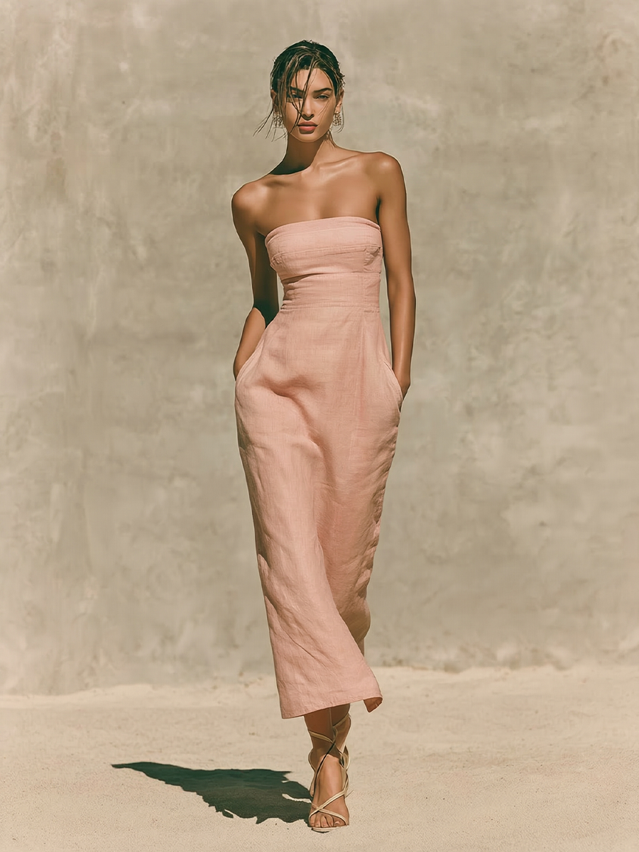 Elegant Blush Pink Maxi Dress for Women