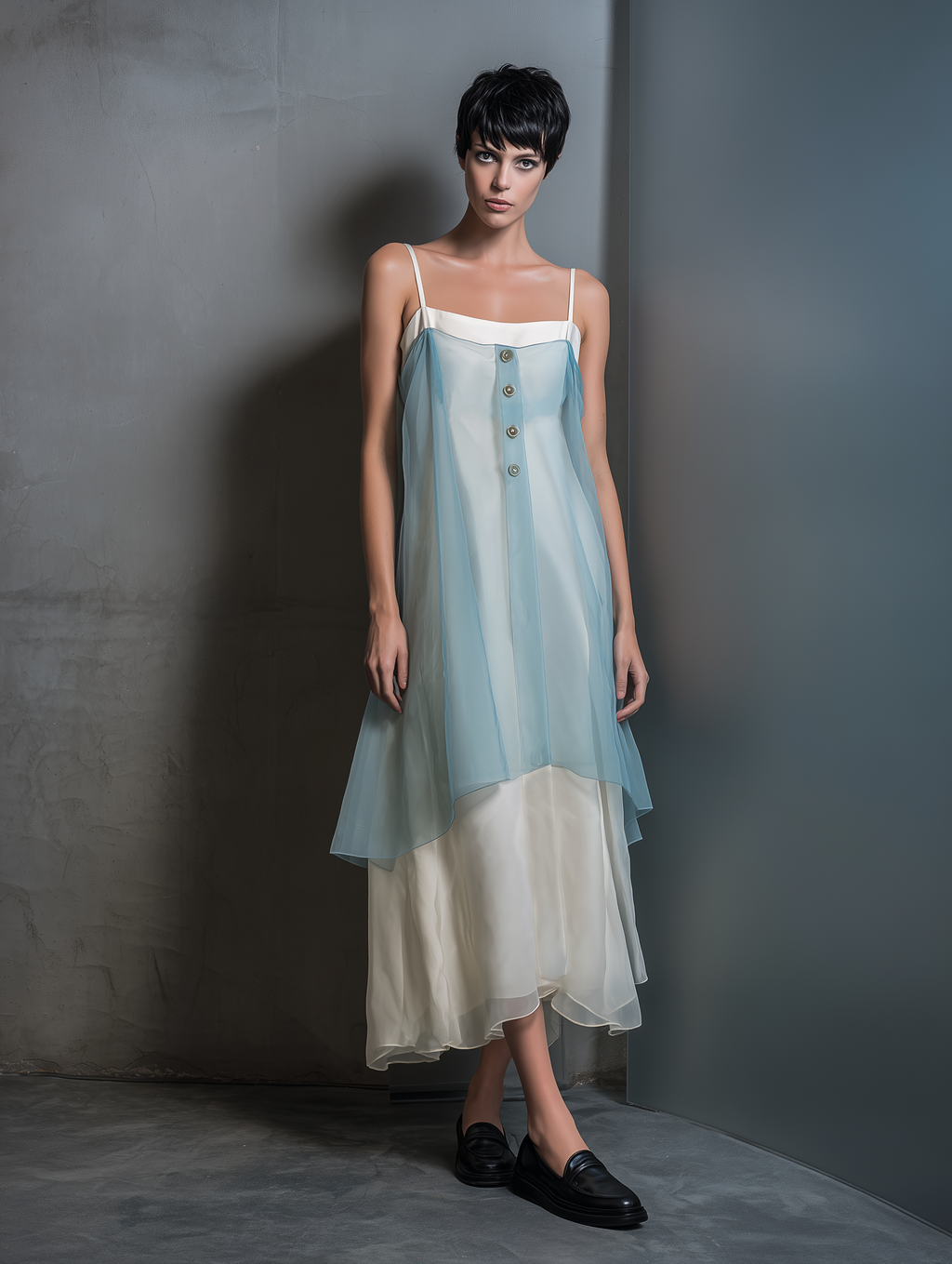 Women’s Minimalist Multi-Layer Strappy Midi Dress – Flowing Elegant Summer Dress