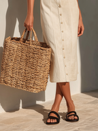 Women’s Minimalist Faux Suede Midi Dress — Square Neck, Spaghetti Straps, Single-Breasted Elegant Chic Dress