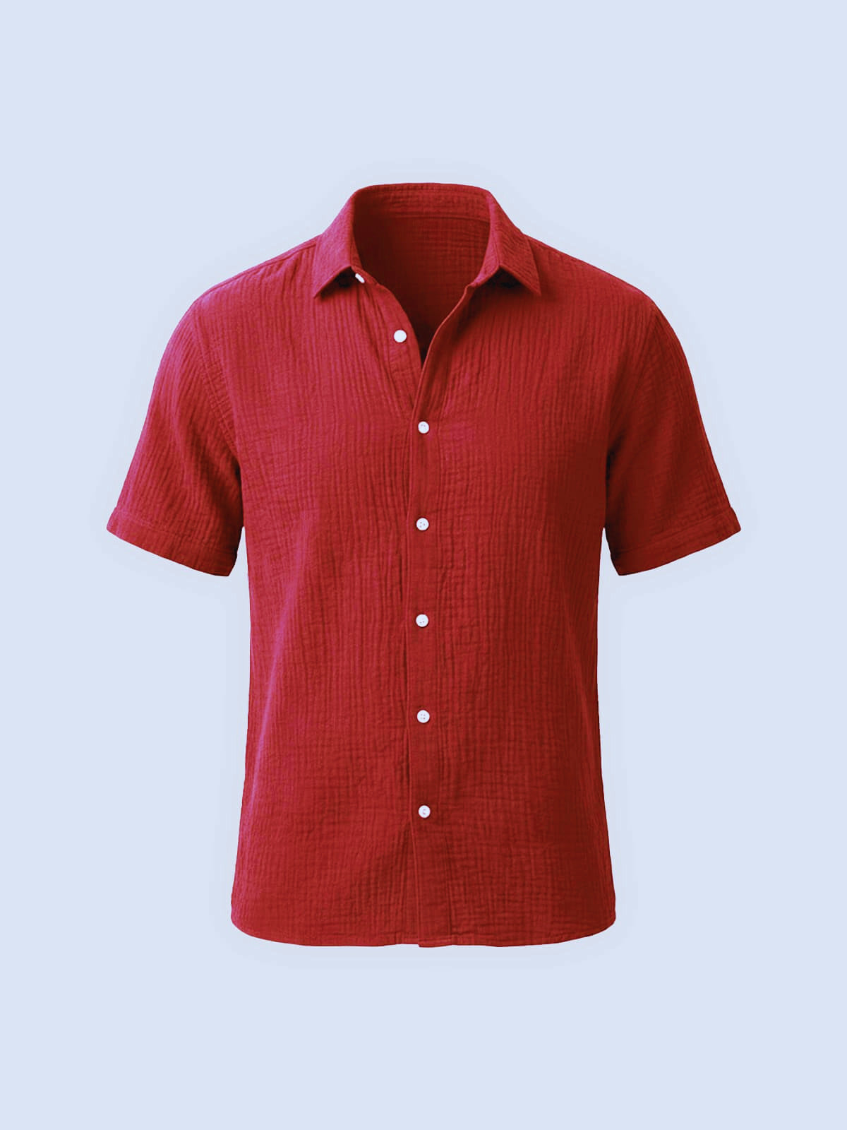Crinkled Cotton Short Sleeve Button-Down Shirt