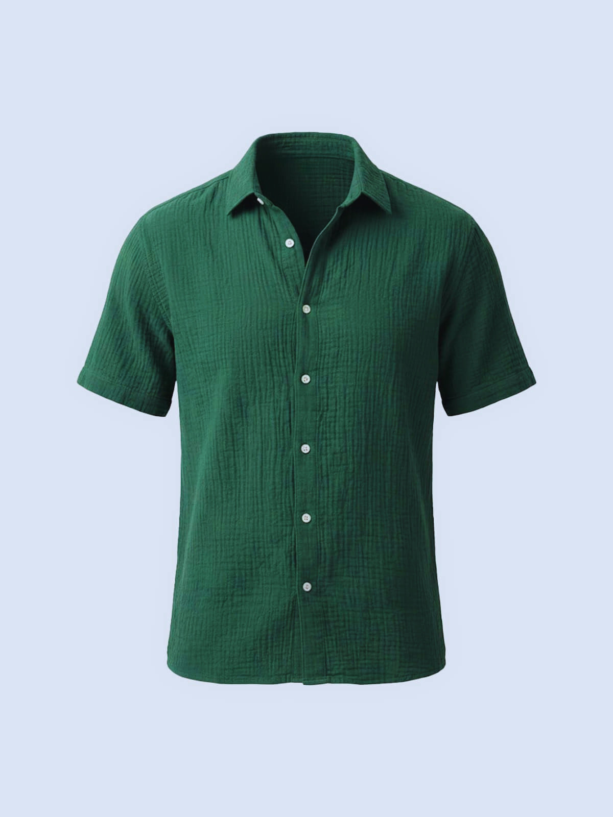 Crinkled Cotton Short Sleeve Button-Down Shirt