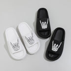 Skull hand pattern open toe EVA slide sandals