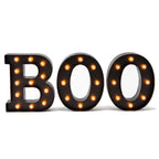 BOO marquee light up letters with orange bulbs
