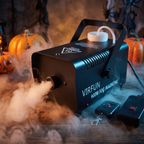 Close up of the 400W fog machine with thick fog rolling from the nozzle