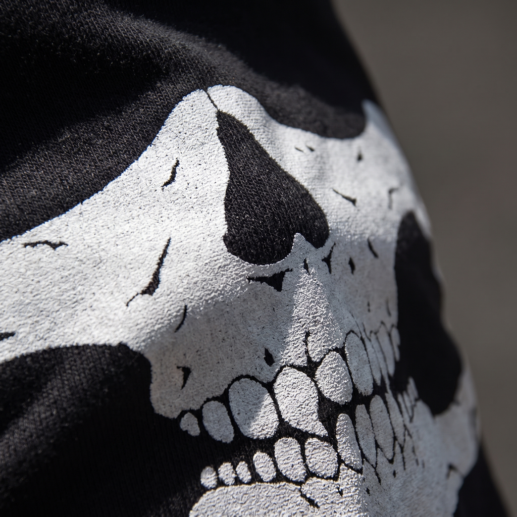 Close up of the skull balaclava face print detail