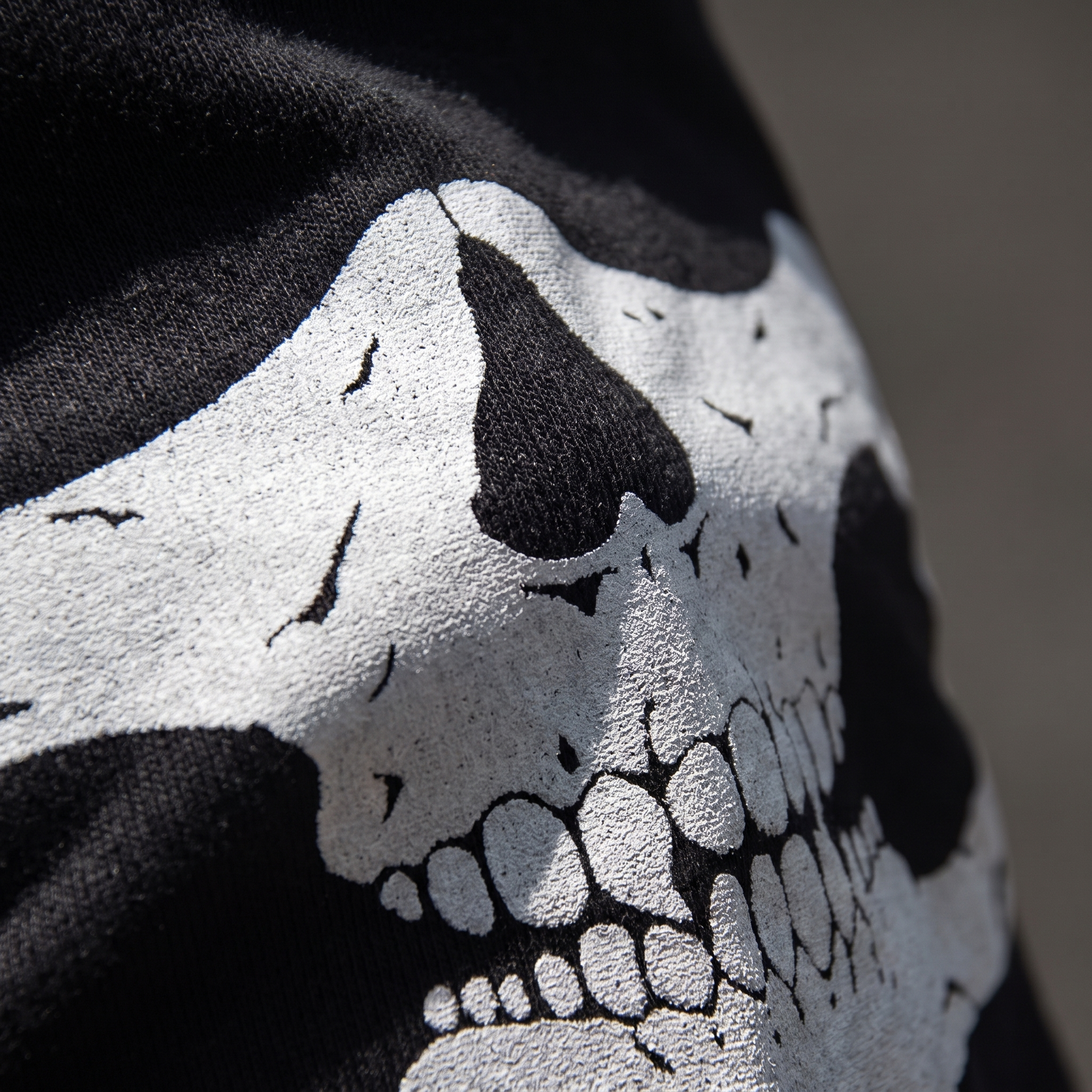 Close up of the skull balaclava face print detail