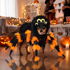 Dog in a Spider Pup costume at a Halloween party