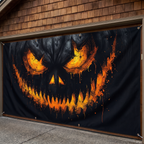 Close up of the glowing Halloween garage banner print