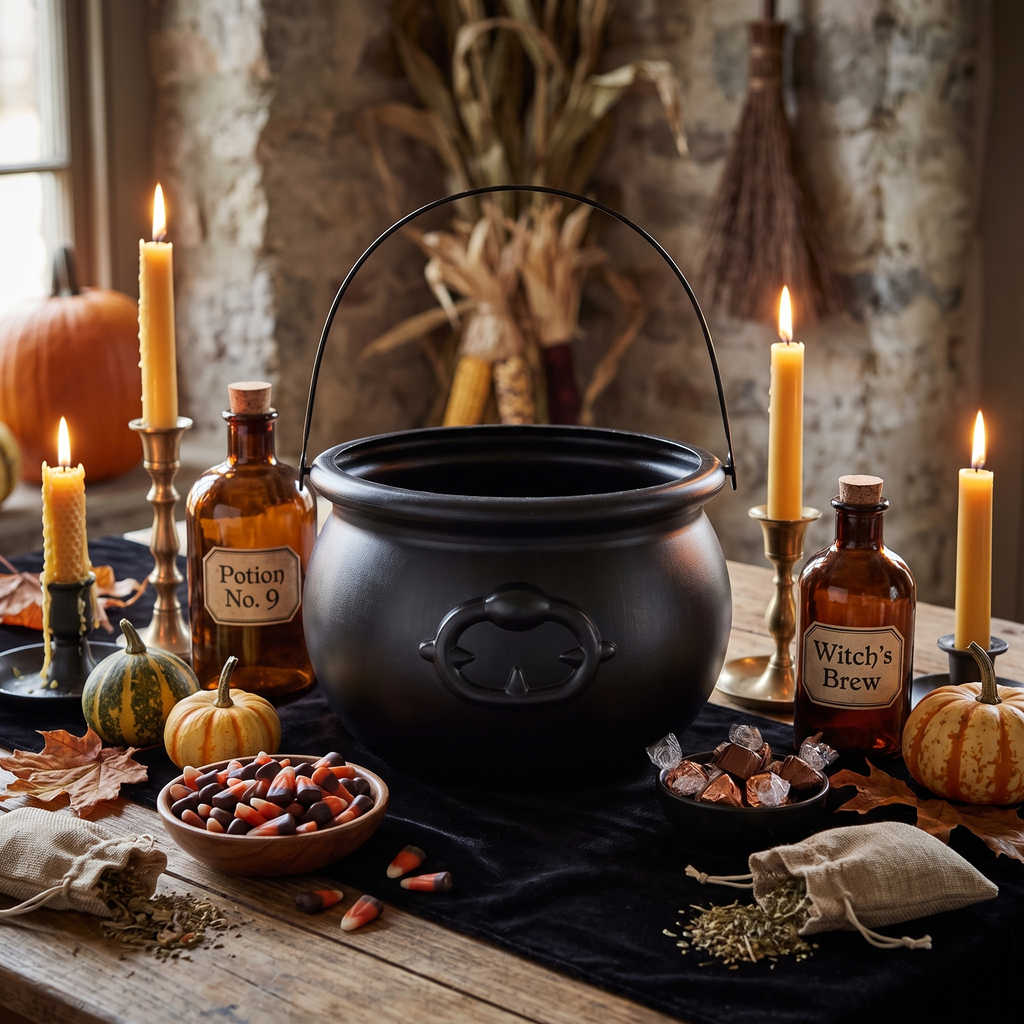 Plastic Witch Cauldron 19cm - Multi-Purpose Halloween Party Pot & Candy Bowl