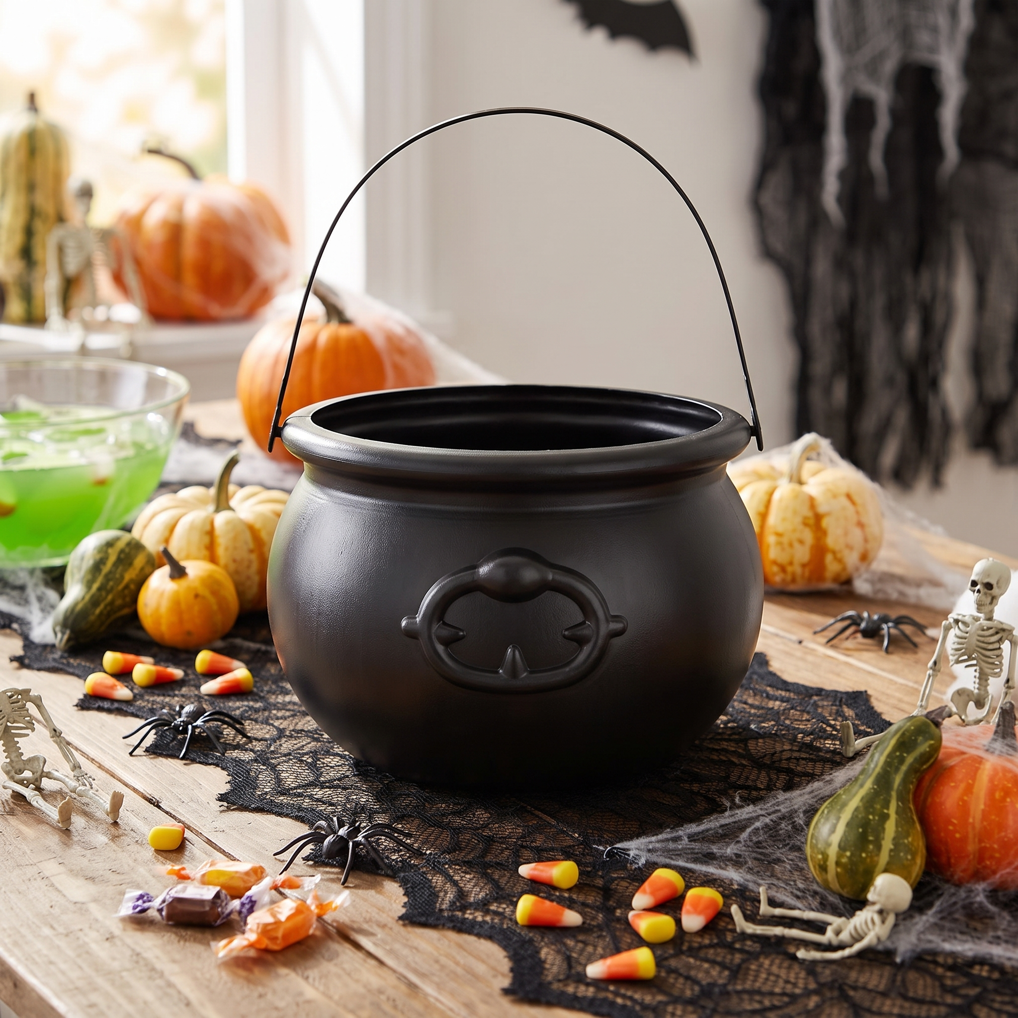 Plastic Witch Cauldron 19cm - Multi-Purpose Halloween Party Pot & Candy Bowl