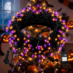 Halloween String Lights 33ft - 100 LED Purple & Orange, 8 Modes, Timer, Connectable