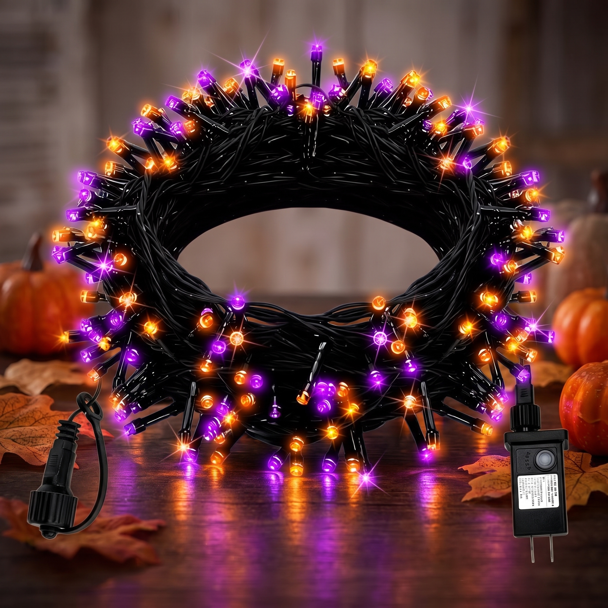 Halloween String Lights 33ft - 100 LED Purple & Orange, 8 Modes, Timer, Connectable