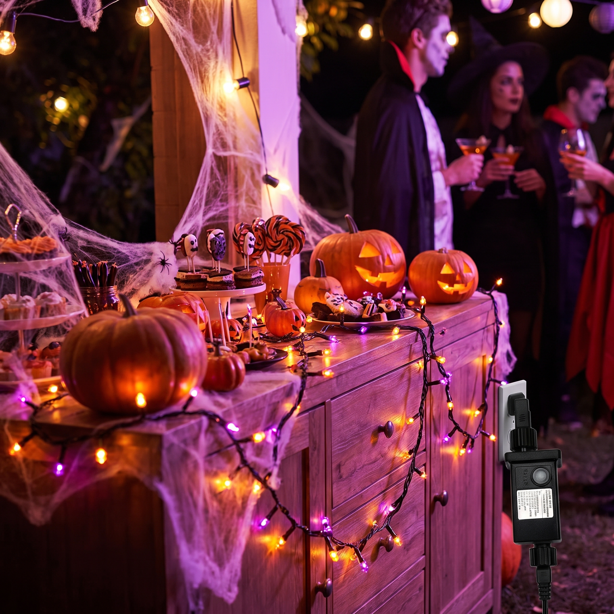 Halloween String Lights 33ft - 100 LED Purple & Orange, 8 Modes, Timer, Connectable