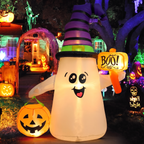5 ft Halloween Inflatable Wizard Ghost with Pumpkin - Light-Up Blow-Up Yard Decoration