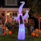 6 ft Halloween Inflatable Red-Eye Ghost - Color-Changing LED Blow-Up Yard Decoration
