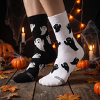 Halloween Ghost Print Socks - Funny Cosplay Crew Socks for Men & Women