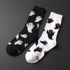 Halloween Ghost Print Socks - Funny Cosplay Crew Socks for Men & Women