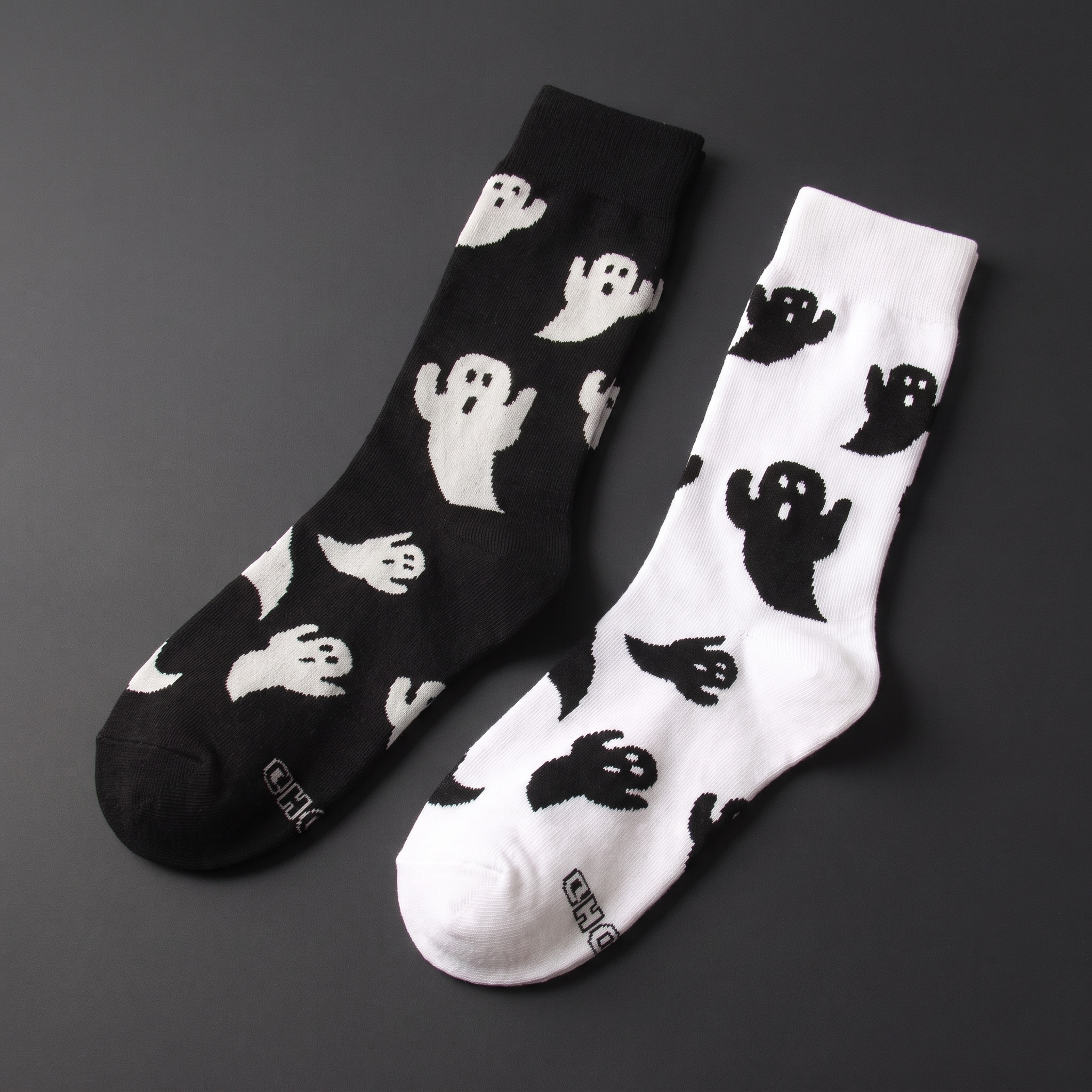 Halloween Ghost Print Socks - Funny Cosplay Crew Socks for Men & Women