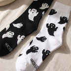 Halloween Ghost Print Socks - Funny Cosplay Crew Socks for Men & Women
