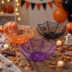 Halloween Spider Web Candy Bowls - 3 Pack, 11 inch (Orange, Black, Purple)